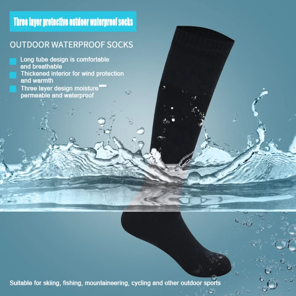 Winter Waterproof Socks Thickened Anti-Wear Warm Mountaineering Stockings Long Tube Anti-sweat Towel Bottom Socks Skiing Sock