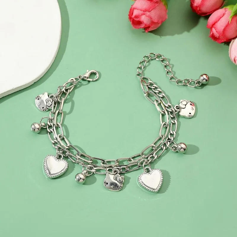 

Hello Kitty Anime Kawaii Sanrio Y2k Bracelet Cute Cartoon Female Student Pendant Decoration Fashion Gifts Toys for Girls Boys