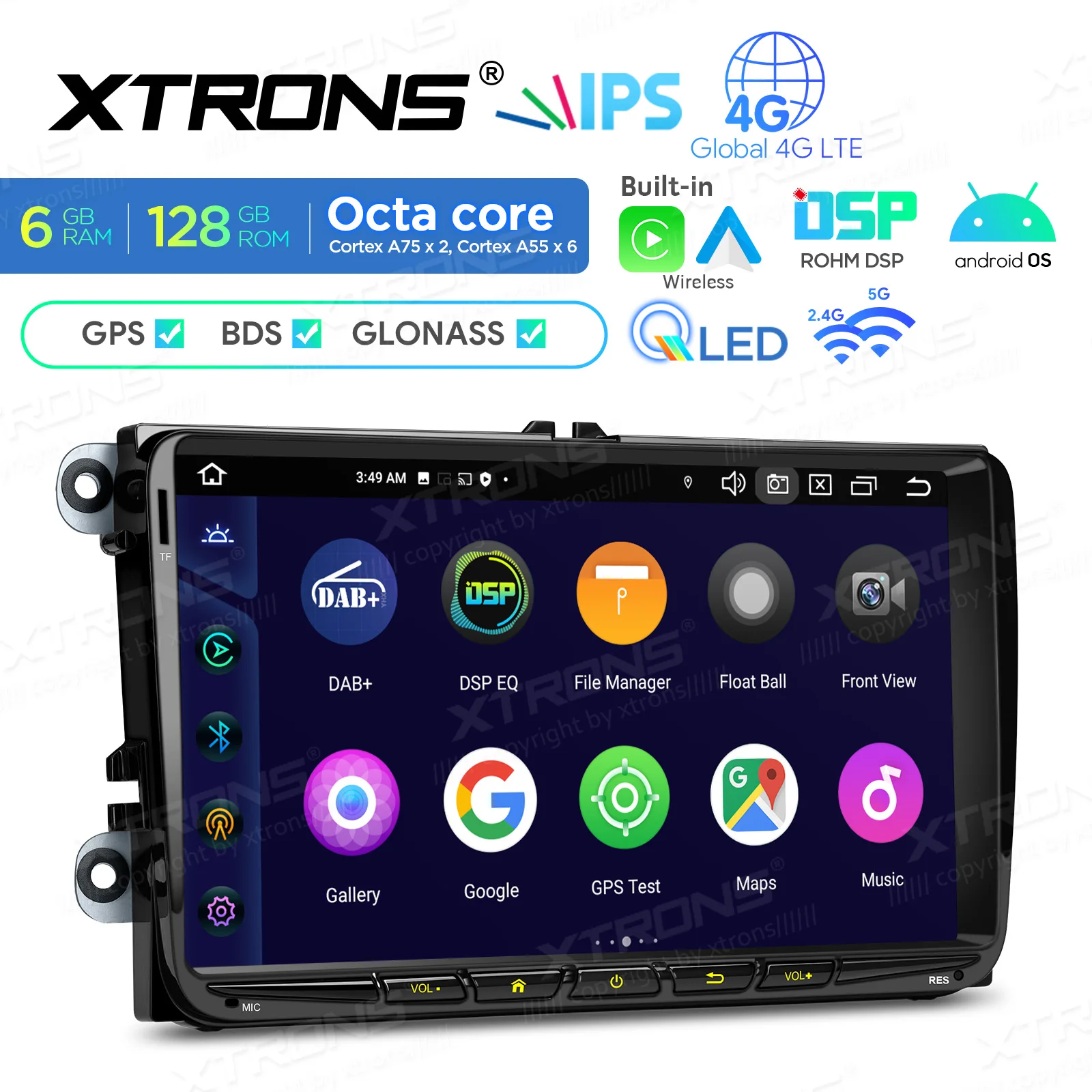 XTRONS 9 ''Octa Core 6 + 128GB Android 14 Radio de coche para VW/SKODA/SEAT reproductor estéreo de coche incorporado Global 4GLTE CarPlay DSP AA WiFi 1