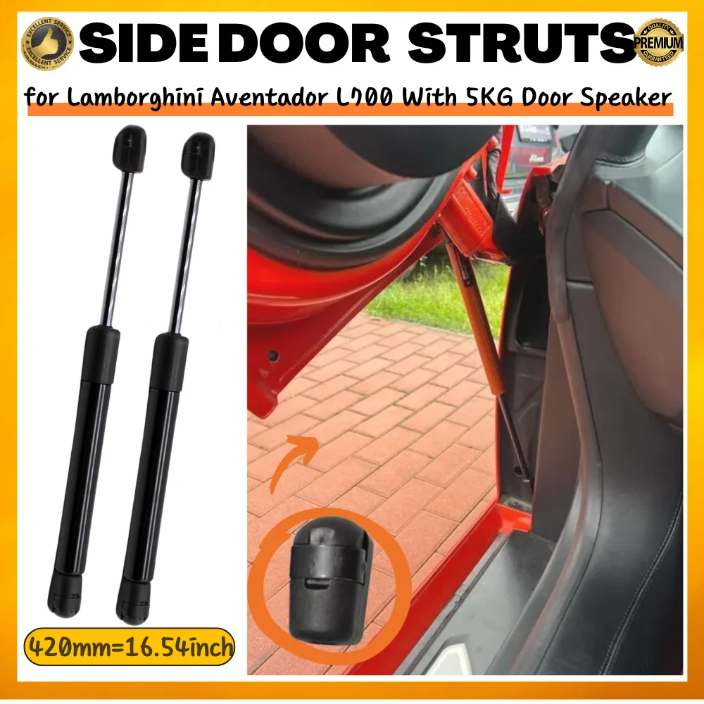 Kit (2) Amortecedores a Gás para Portas Laterais Lamborghini Aventador L700 2011-2021 com Suporte de Elevação de 5KG para Porta e Alto-falante 420mm 470837723A