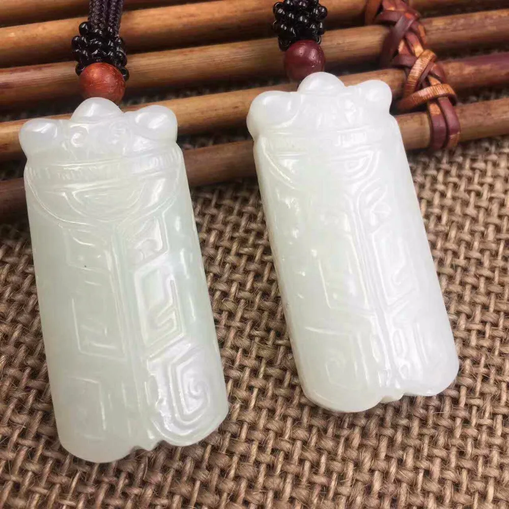 Exquisite Hetian Jade  Antique Cicadas Pendant Natural 21*45mm