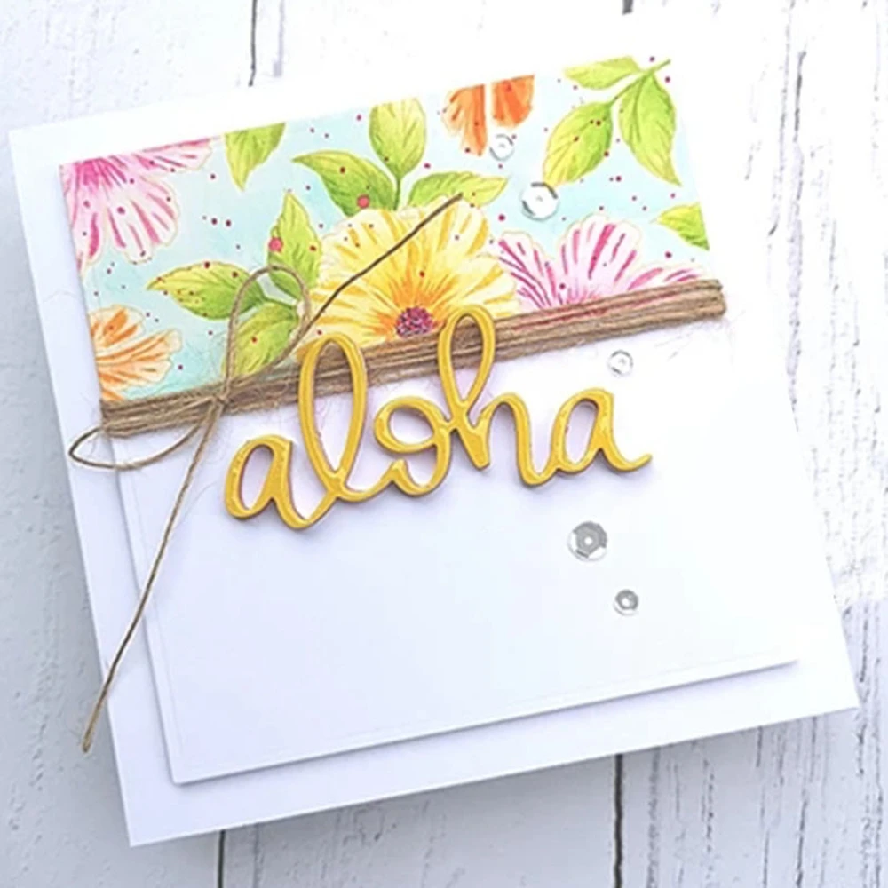 Aloha Script Cutting Dies Frame Tags Metal Die Cuts For DIY Scrapbooking Album Card Making Decoration Paper Craft Knife Mold