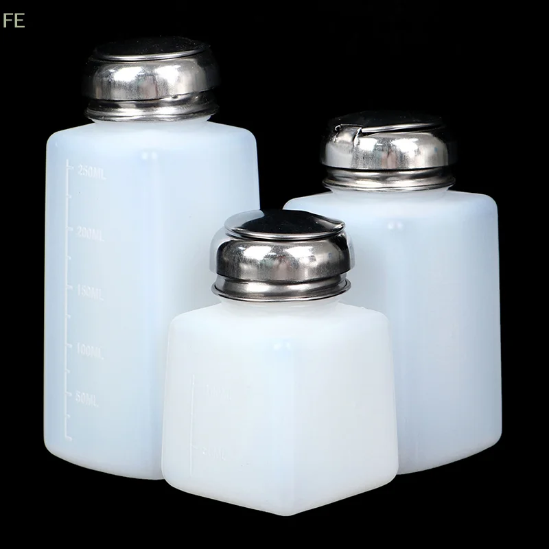 [F] Frascos Vazios Recarregáveis com Bomba Dosadora de 100/200/250ml para Removedor de Esmalte, Líquido UV Gel, Limpeza de Unhas e Acetona