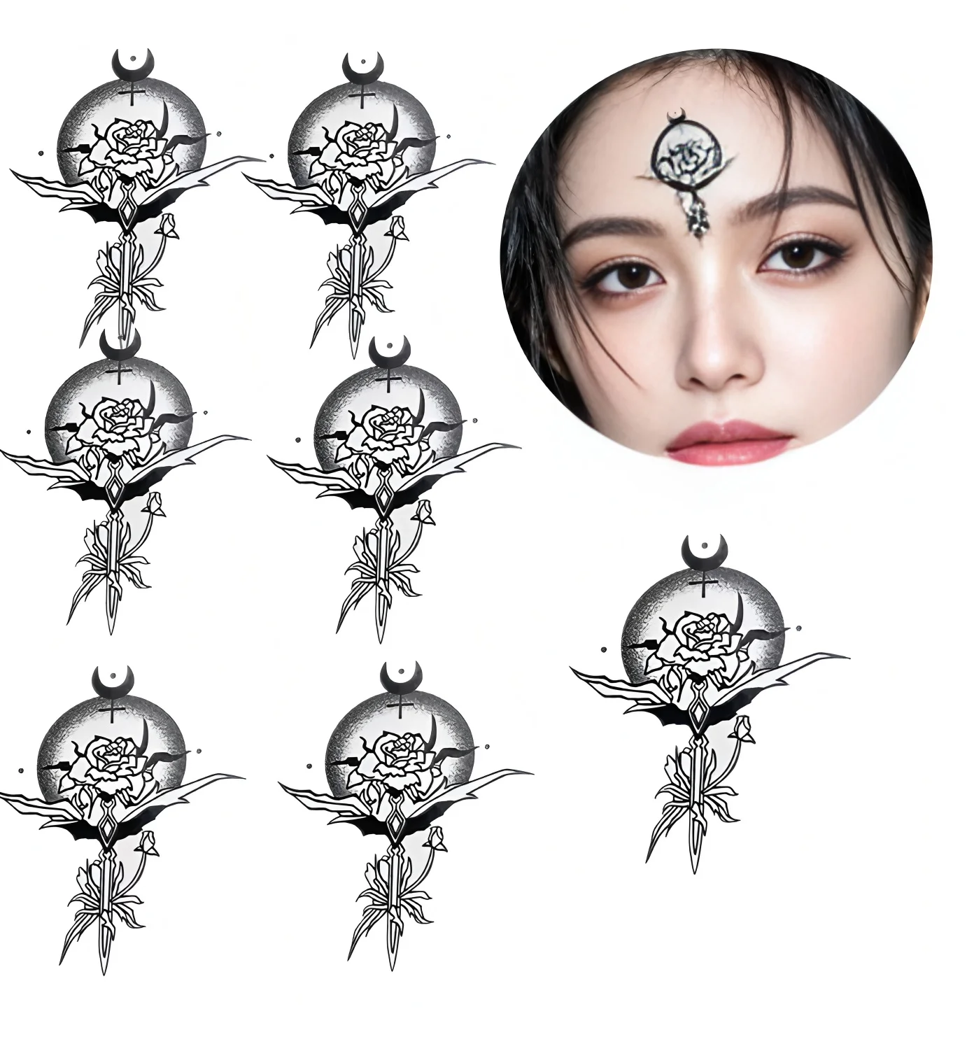 Resident Evil Village Bela Vampire Temporary Tattoo Decals Waterproof Face Stickers Cosplay Halloween Party Roleplay Accessory