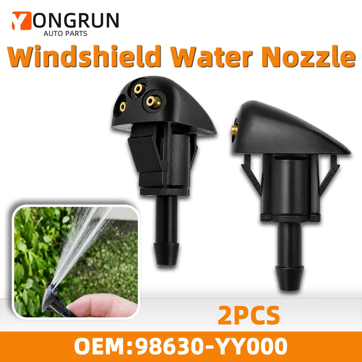 2 Stück 3-Loch-Windschutzscheiben-Waschdüse, einstellbarer Sprühstrahl, passend für Hyundai Accent, Elantra, Santa Fe, Sonata, Kia Amanti, Rio, 98630-YY000 – Detail 1