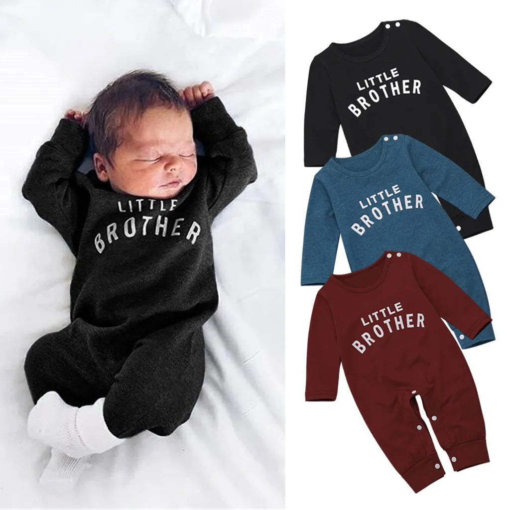 

0-18m Baby Outfits Jumpsuit Newborn Infant Baby Boy Girl Button Letter Romper Jumpsuit Playsuit Clothes Baby Boy Clothes Set