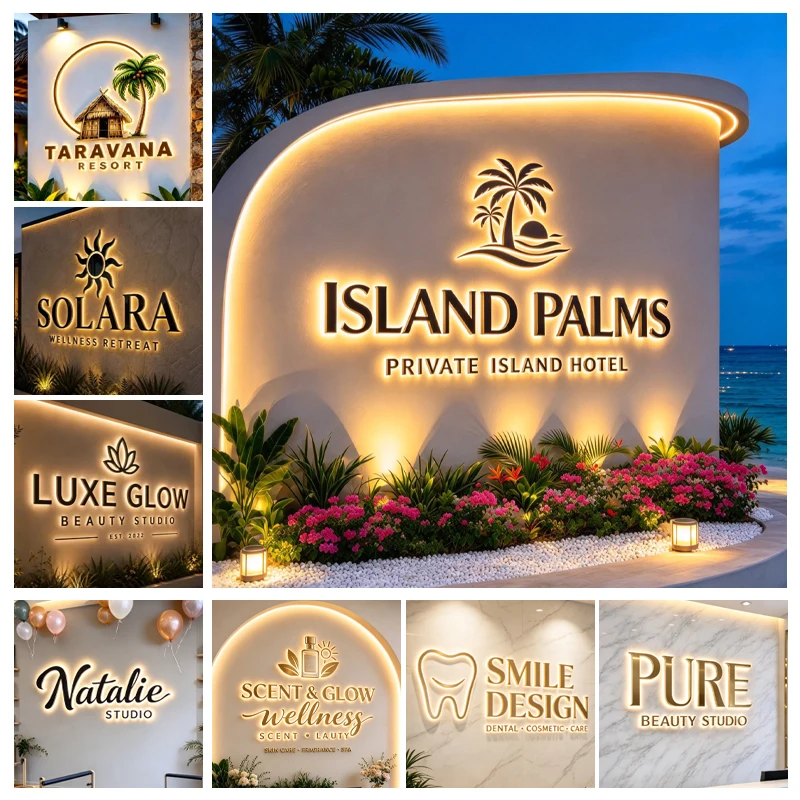 Custom LED Business Sign 3D Illuminated Letters Waterproof Shop Sign Personalized Company Logo Outdoor Signboard Office Shop
