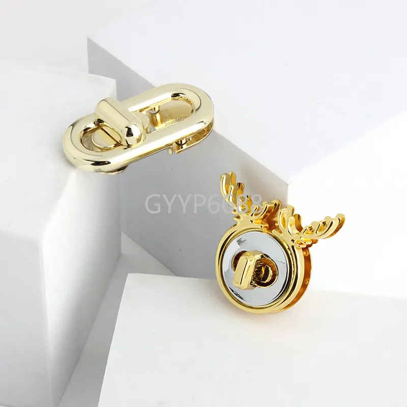 1-5-20Sets K Gold Metal Magnetic Locks For DIY Leather Handbags Purse Bags Turn Lock Clasps Closure Buckles Hardware Accessories