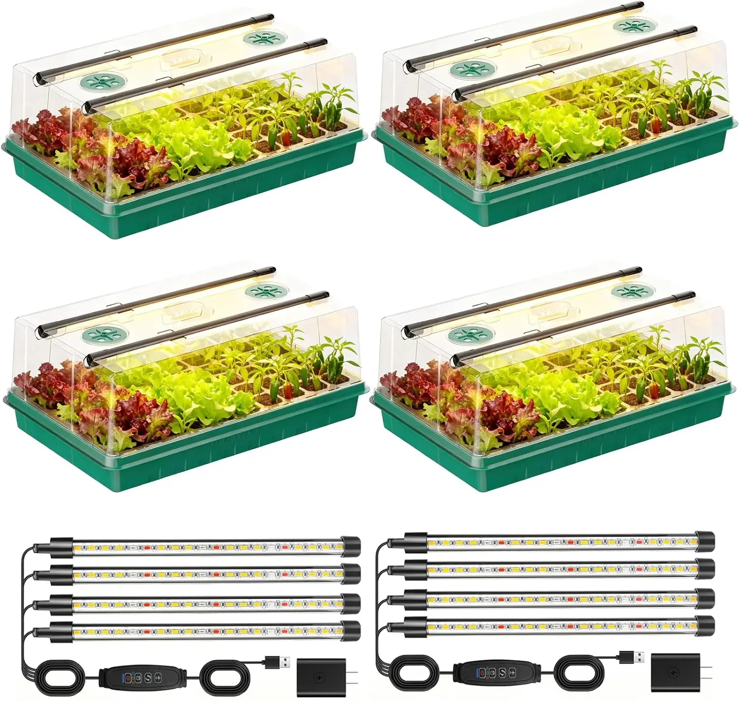 

Seed Starter Trays with Grow Lights, 240 Cells, 3 Timing Modes, Indoor Plant Growing Kit for Gardeners, Gardening Gifts