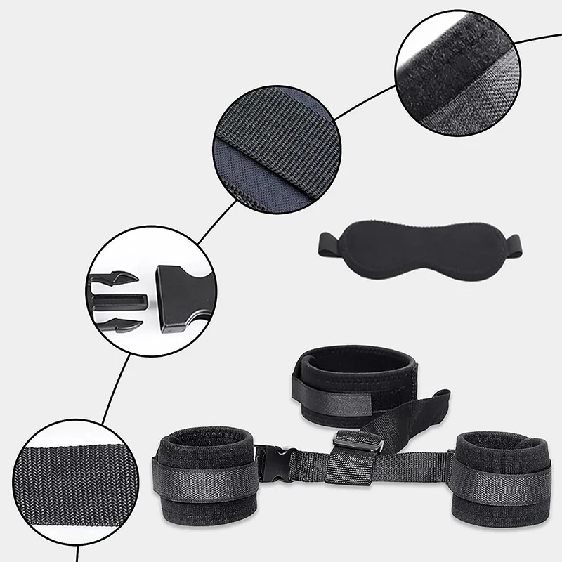 Adjustable Handcuffs And Blindfold Adult Sex Toys For Women Couples Collar Erotic Bdsm Bondage Set No Vibrator Games Sex Shop