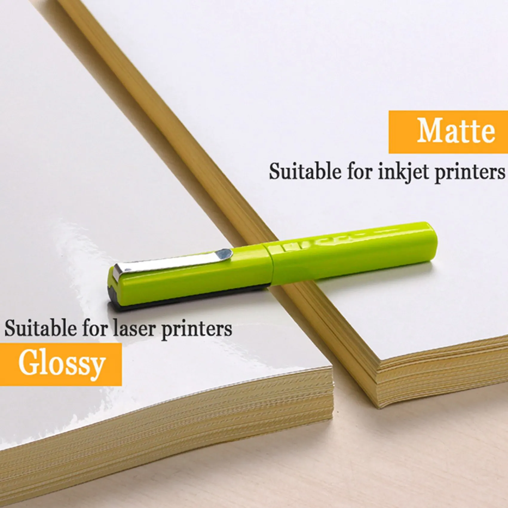 L53A-100 Pcs Lazer 잉크젯 프린터 복사기 용 A4 흰색 자체 접착 방수 스티커, 50 Pcs 광택 및 50 Pcs 매트
