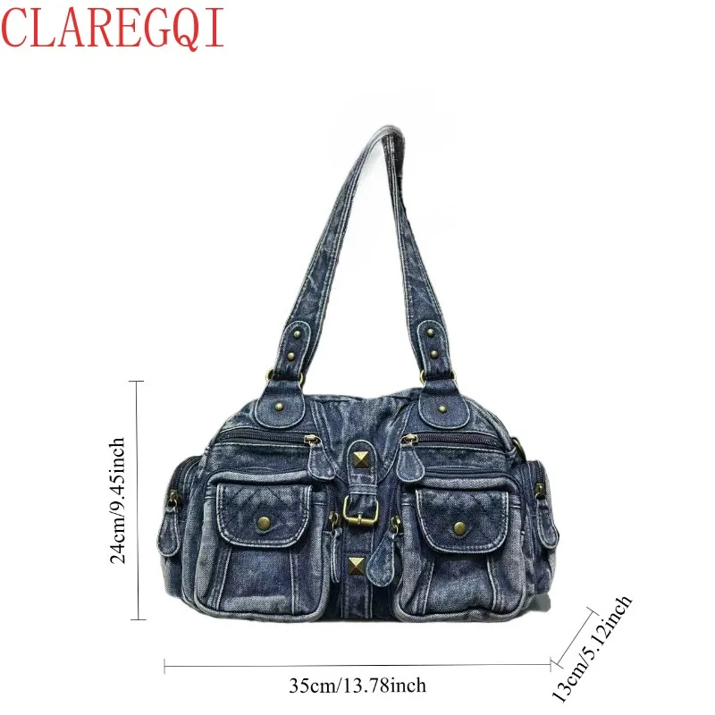 CLAREGQI Fashion Retro Cowboy Cross Body Bag Commuting Multiple Pockets Citybag Large Capacity Small Shoulder Bagfor Women