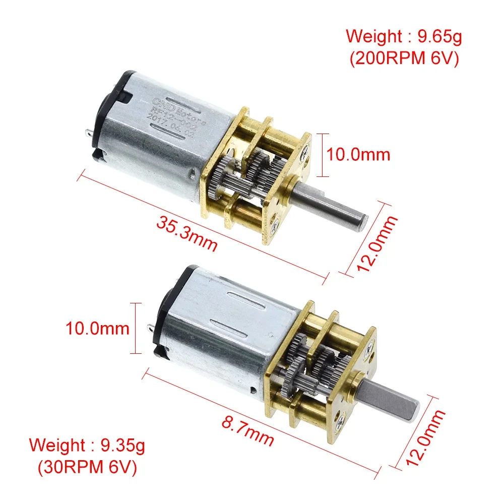 1/2/5PCS DC 6V 30RPM 200RPM N20 Mini Micro Metal Gear Motor with Gearwheel DC Motors GA12-N20