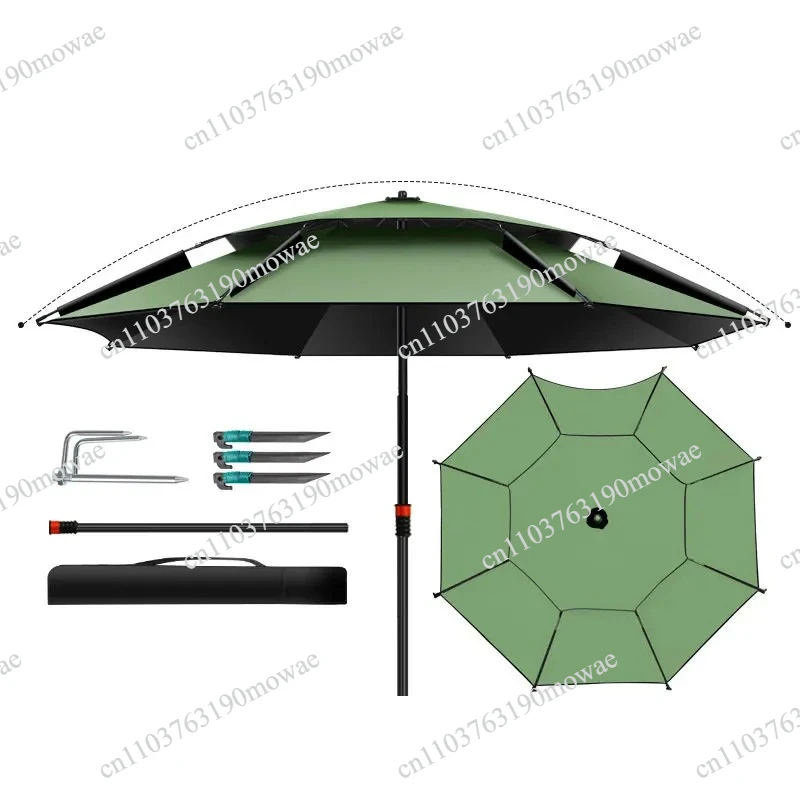 1.8-2.6M Large Fishing Umbrella Parasol Sunshade Windproof Sunshade Awning Outdoor Camping Stand Umbrella With Ground Insert