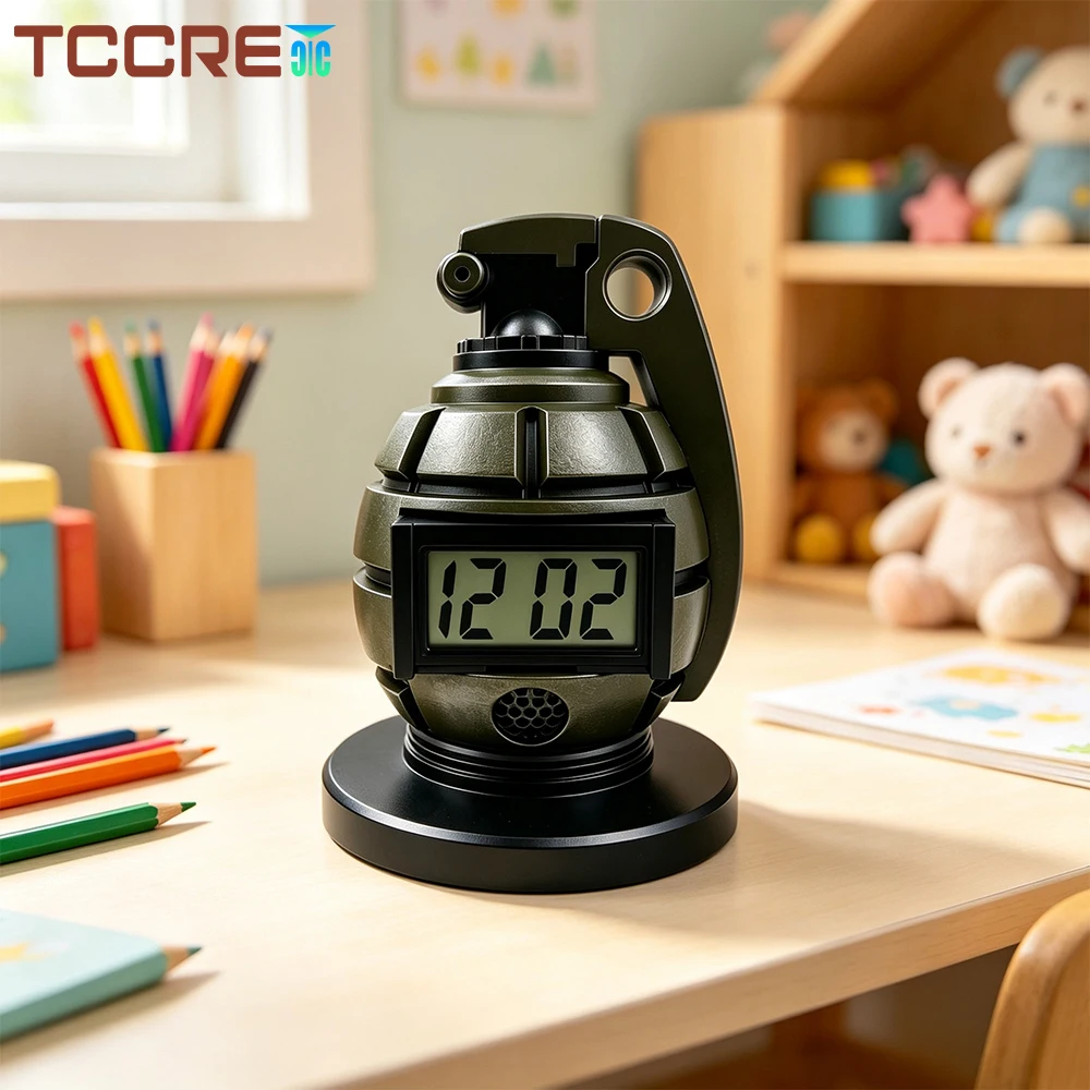 1Pcs Alarm Clock, Loud Drill Sergeant Voice Alarm with Flashing LED and Vibration, 5 Alarm Modes and Pull-Pin Shutoff