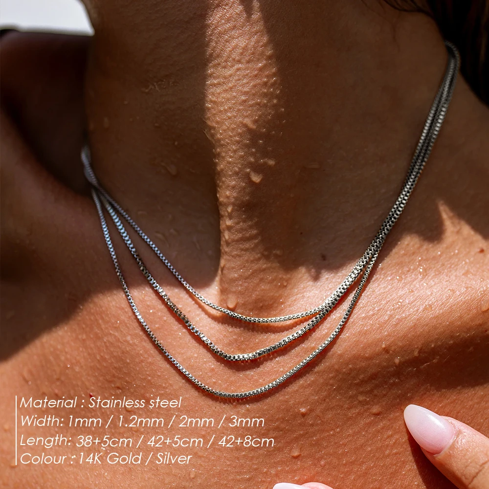EMANCO Simple Boutique Jewelry Stainless Steel Box Chain Necklace Adjustable Women's Collarbone Chain Wholesale No Color Loss
