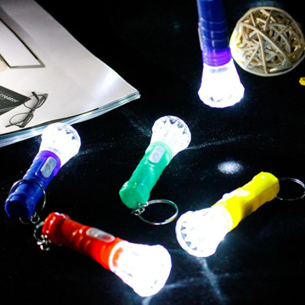 

12PCS Mini Flashlight Keychain Transparent Plastic Portable Random Color Sturdy Durable School Party Favor Lightweight Easy