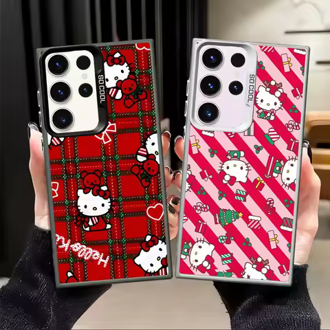 Case for Samsung Galaxy S21 S23 S24 FE S25 S23 S20 Plus S22 Note 20 Ultra Back Phone Cover Hello Kitty Christmas