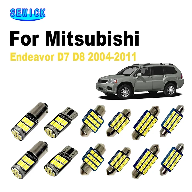 SEWICK 17Pcs Interior Canbus For Mitsubishi Endeavor D7 D8 2004-2007 2008 2009 2010 2011 LED Bulbs Map Dome Sun Visor Light Kit