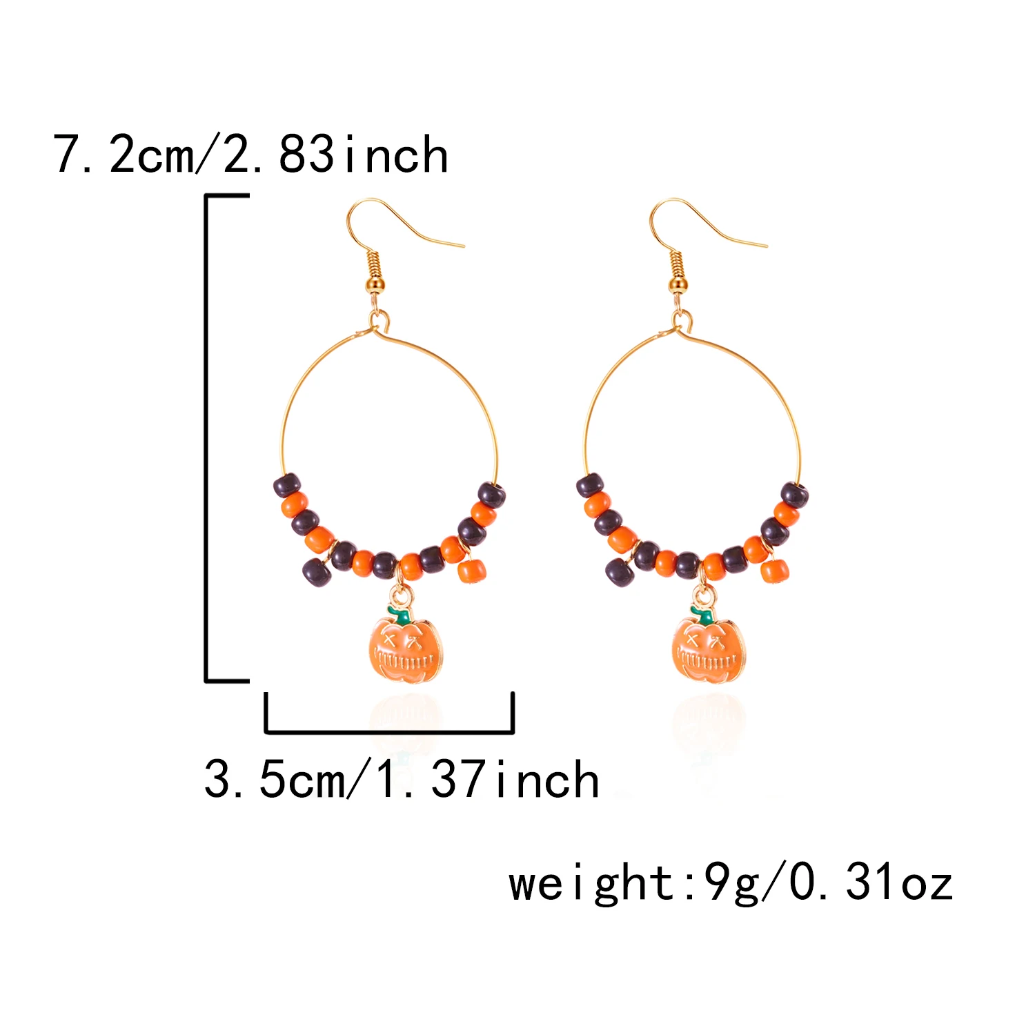 اليدوية الأرز حبة دائرة جولة استرخى أقراط للنساء القوطية اليقطين الخفافيش شبح القط انخفاض القرط هالوين حزب مجوهرات هدية #5