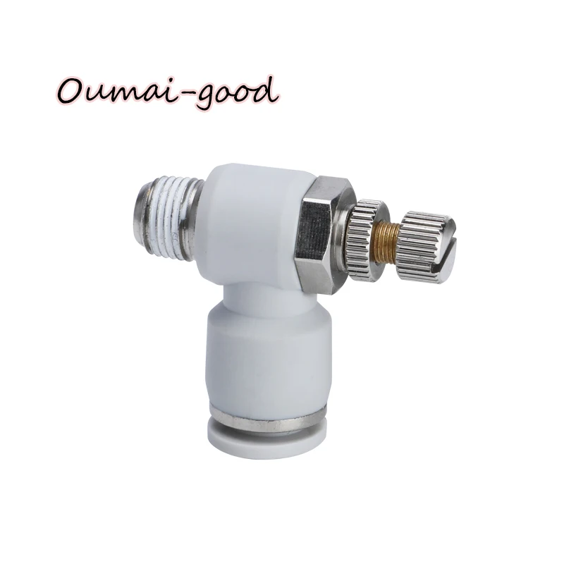 Pneumatic Connector White Plastic Qucik Hose Fitting Male Thread Copper-nickel Plating SL Air Pipe Quick Fittings 4mm/6mm/8mm