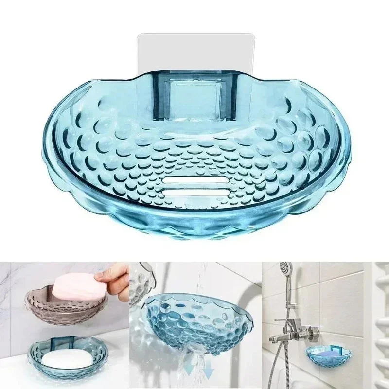 

Soap Holder Soap Dishes Sponge Container with Wall Hook for Shower Kitchen Sink Adhesive No Drilling Bathroom Accessories