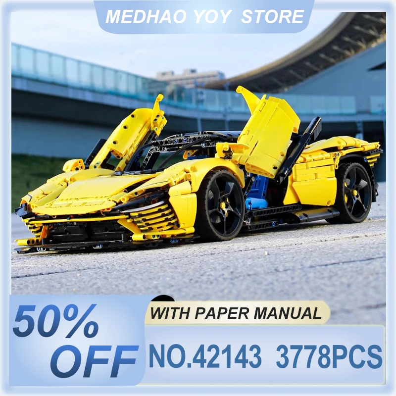 3778pcs MOC 1:8 Technical Super Sports Car Compatible 42143 Building Block Bricks Educational Puzzle Toy Christmas Gift For Kids