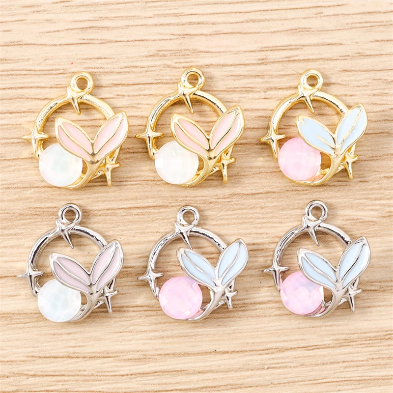 

5pcs 15x17mm Cute Crystal Fish Tail Charms Pendants for Making DIY Drop Earrings Necklaces Bracelet Accessories Jewelry Findings