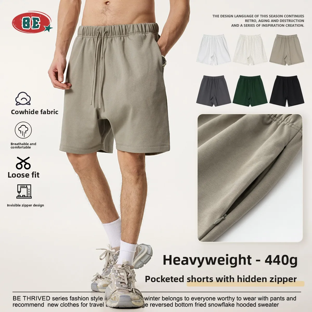 

Men's Summer Heavyweight Color Casual Sport orts Zipper ket Fitn Run Five-Quarter Length Cotton Straight Leg Pants
