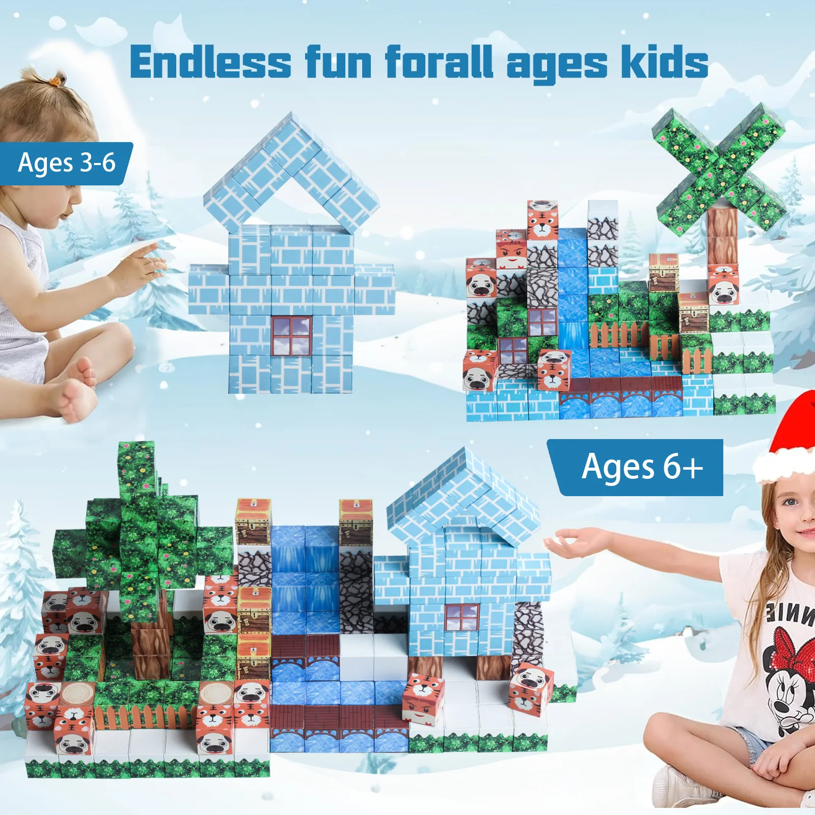 100pcs Magnetic Block Forest Hut Toys Suitable For Boys And Girls Over 3+ Years Old Exquisite Holiday Gifts For Children