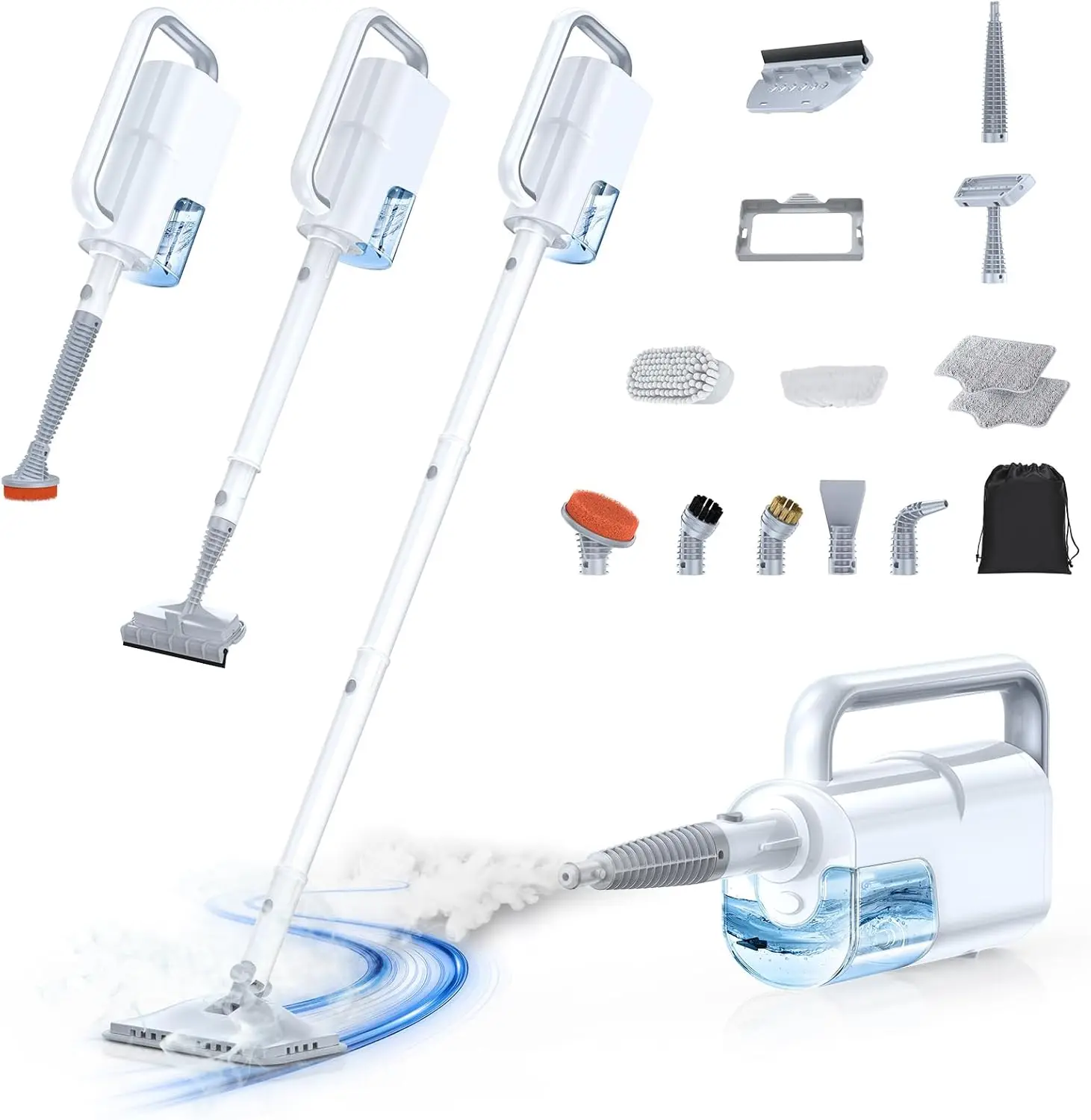 

10-in-1 Steam Mop with Detachable Handheld Steamer, 350ml Tank, 10s Heat-Up, 248°F Cleaner for Floors, Carpets, Tiles