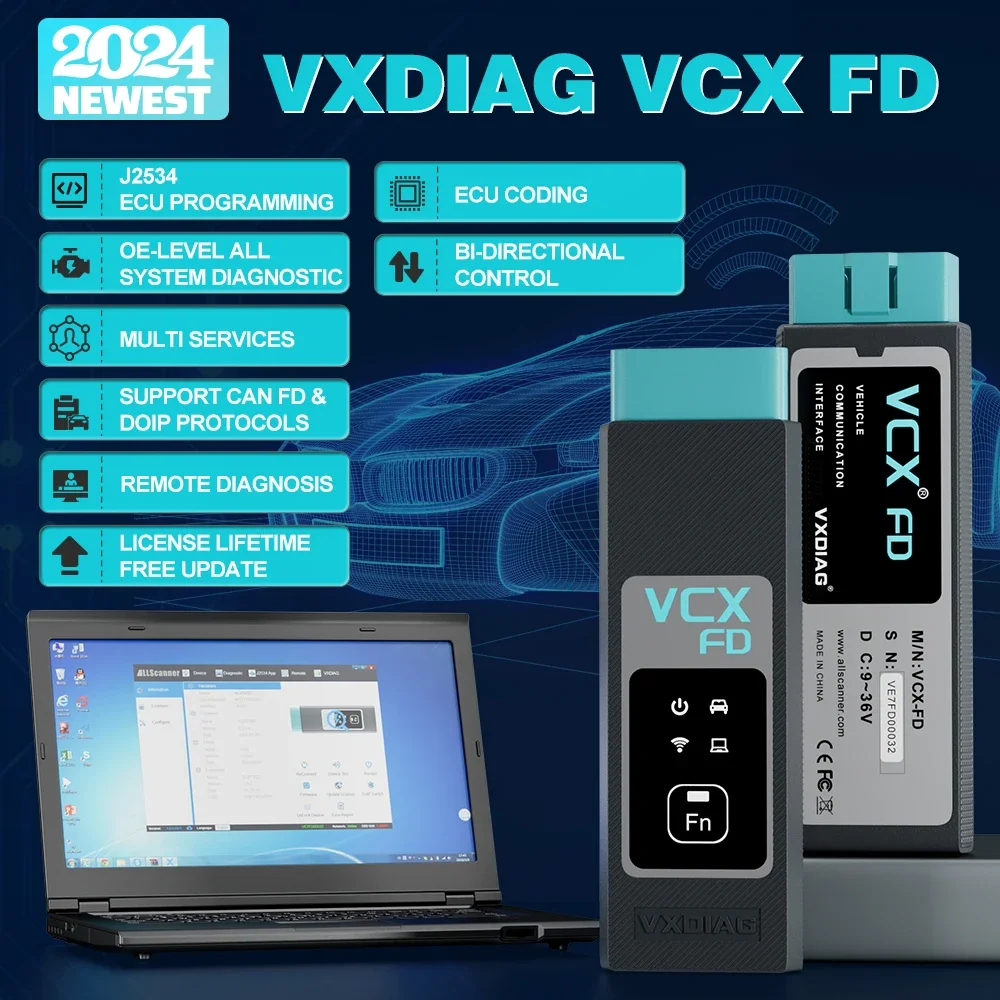 2024 Newest VXDIAG VCX FD For GM Support CAN FD DoIP Car OBD2 Diagnostic Tool OE-Level Diagnosis ECU Coding J2534 Programming