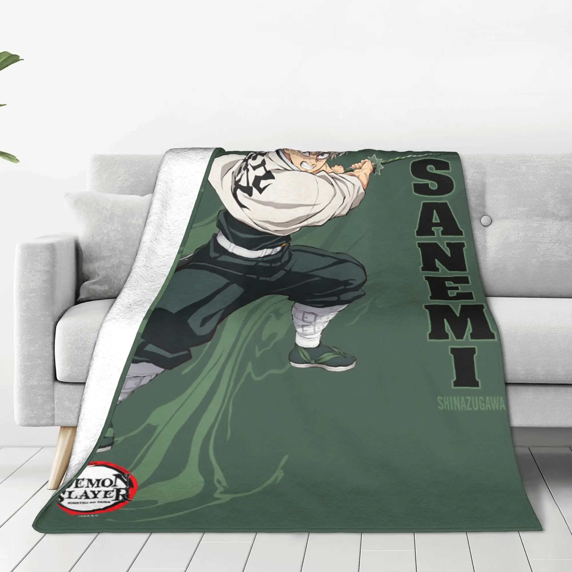 1PC Demon Slayers Infinity Castle Sanemi Shinazugawa Art  Winter Blankets for Adults Bedding Home Interior Sofa Knee
