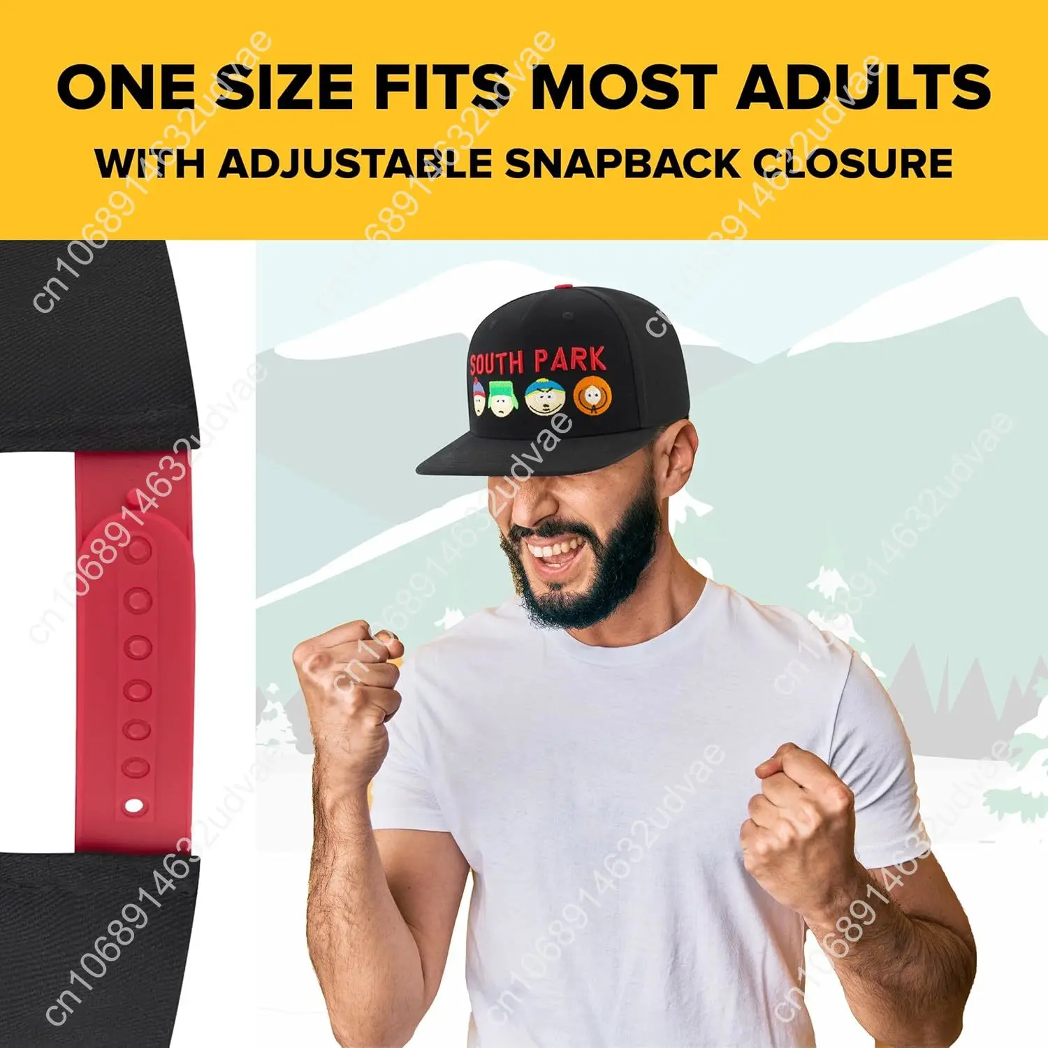 Concept One South Park Gang 8-bit Style Adjustable Snapback Baseball Hat with Flat Brim