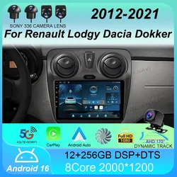 Android 16 Car Radio Multimedia For Renault Lodgy Dacia Dokker 2012 2013 2014 - 2021 2 Din Autoradio Auto Carplay 4G WIFI Stereo