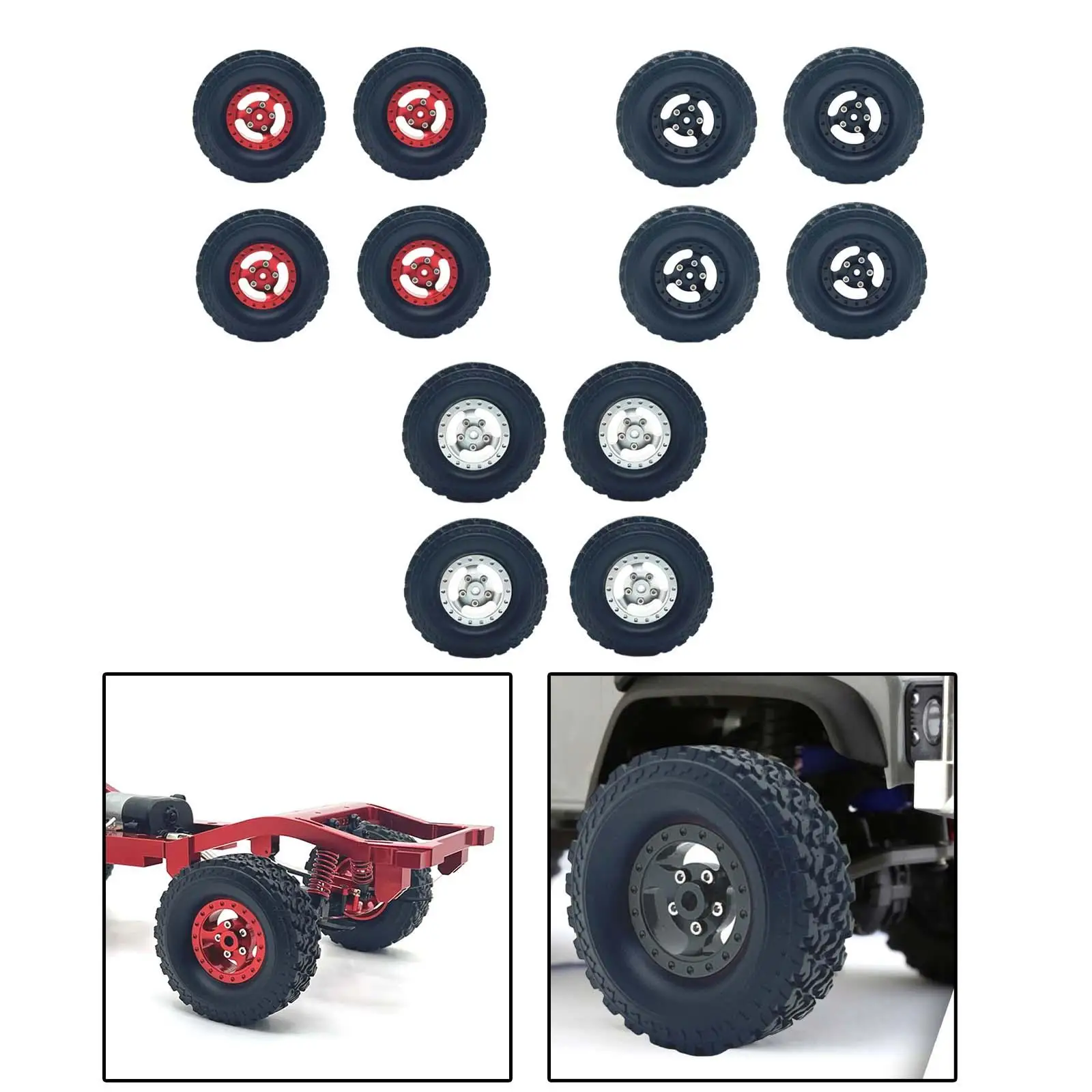 4 Pieces RC Car Wheel and Tires Set Upgrade Rubber Tires Spare Part for MN82 LC79 D90 D91 D96 99S MN78 1/12 1/16 Scale RC Car