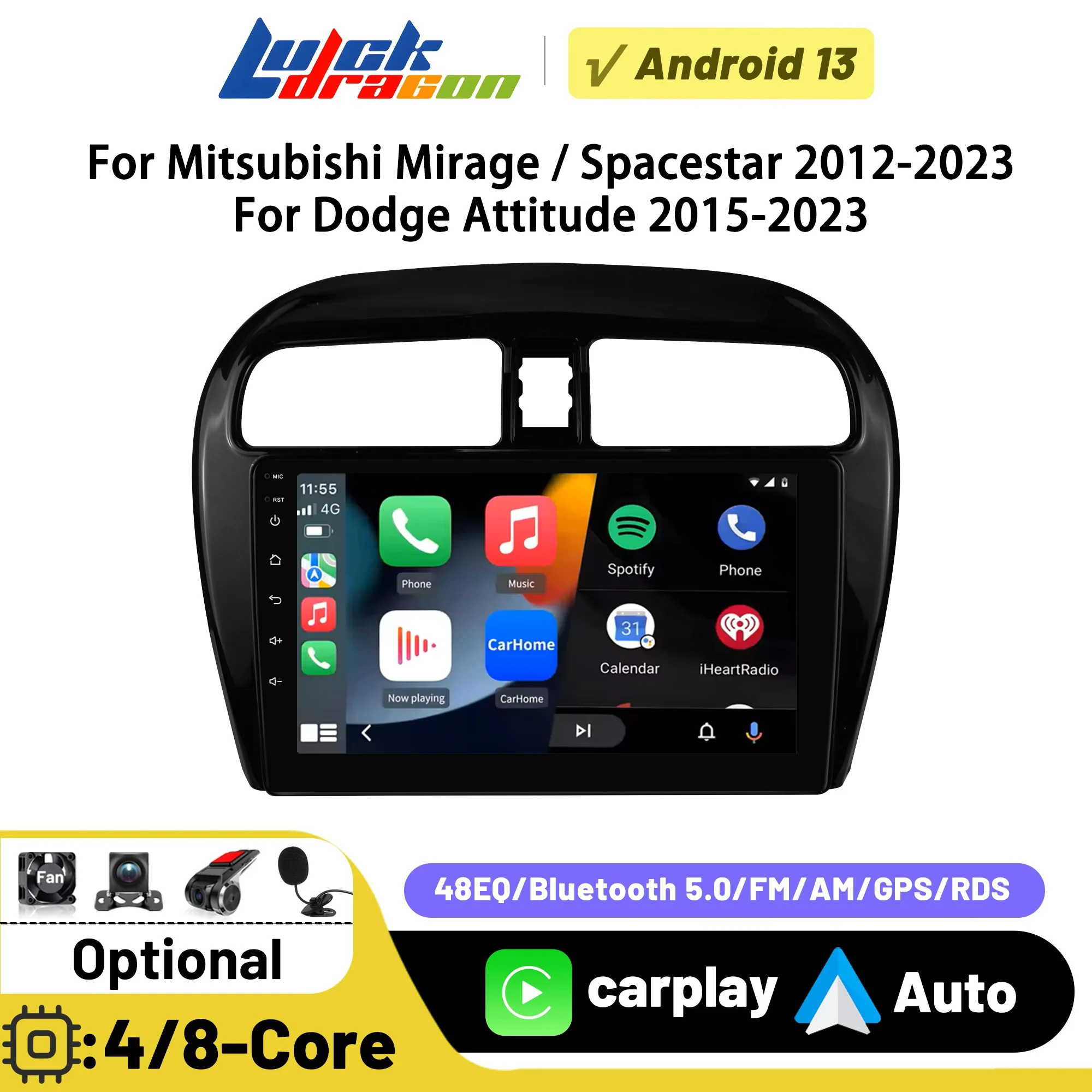 

Android Car Radio for Mitsubishi Mirage Spacestar Dodge Attitude 2012-2023 Multimedia Player CarPlay Android Auto GPS BT Radios