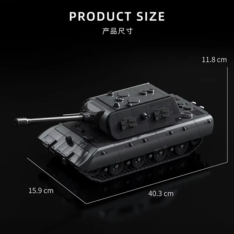 

1:28 12GO Набор строительных блоков «Военные танки Второй мировой войны»: Модели E-100 HEAVY TANK, TIGER, PANZER VIII, MAUS. Конструктор DIY для мальчиков. Подарок.