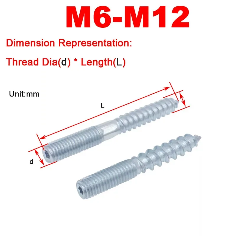 Carbon Steel Plum Blossom Headless Self-Tapping Screw Double Head Pointed Tail M6 M8 M10 M12