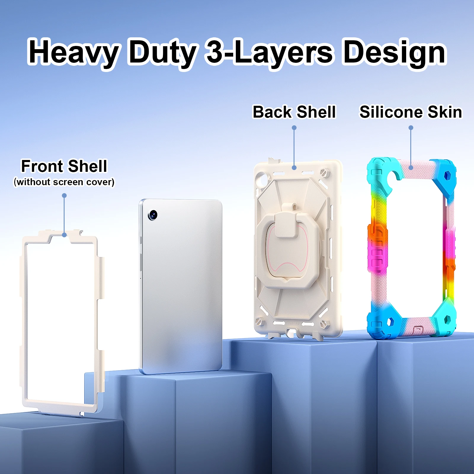 

Hybrid Case Universal For Samsung Galaxy Tab A11 A9 8.7 inch SM-X133 X135 X110 X115 X117 360 Rotating Handle Grip Stand Cover