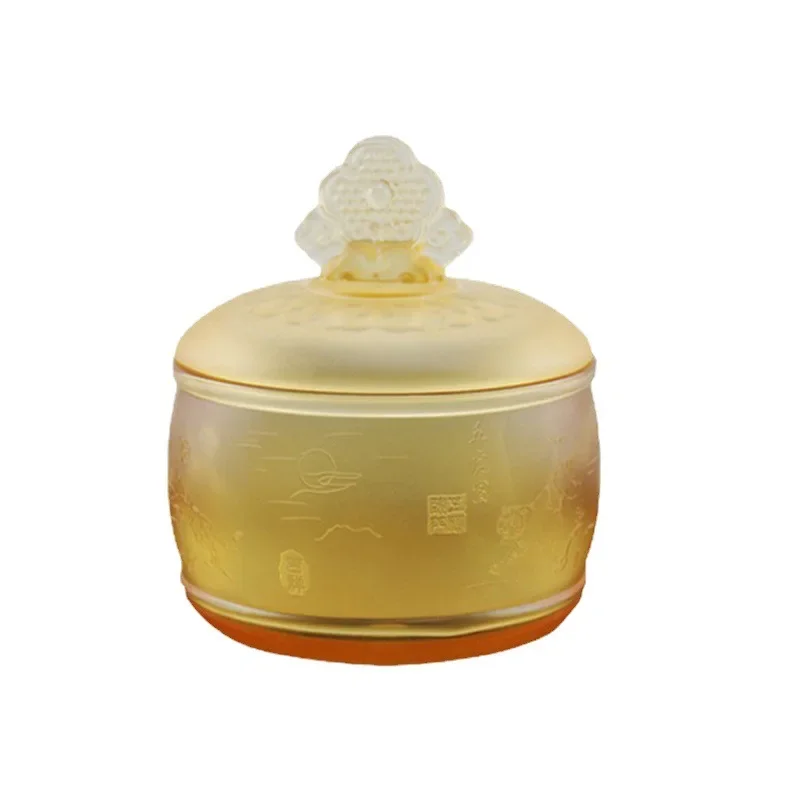 

Ancient glazed Wuhu tea can ornament, send leaders business commemorative gifts, practical high-end tea cans