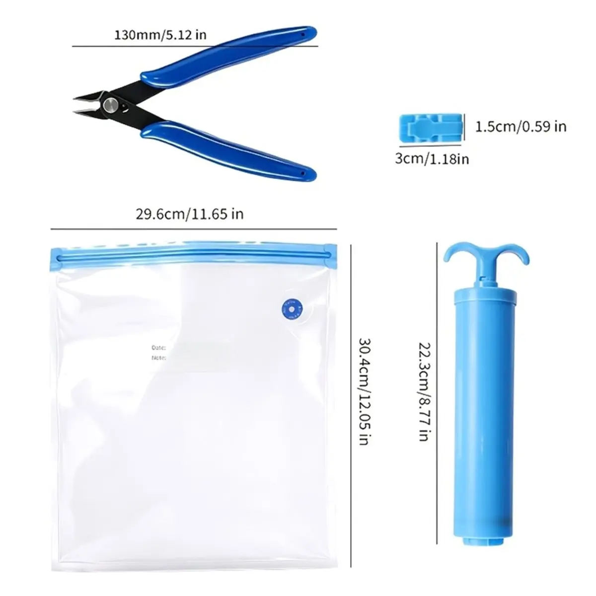 3D Printing Tool Kit: Vacuum Seal Bags, Hand Pump & Model Pliers for Filament Moisture-Proofing & Support Removal