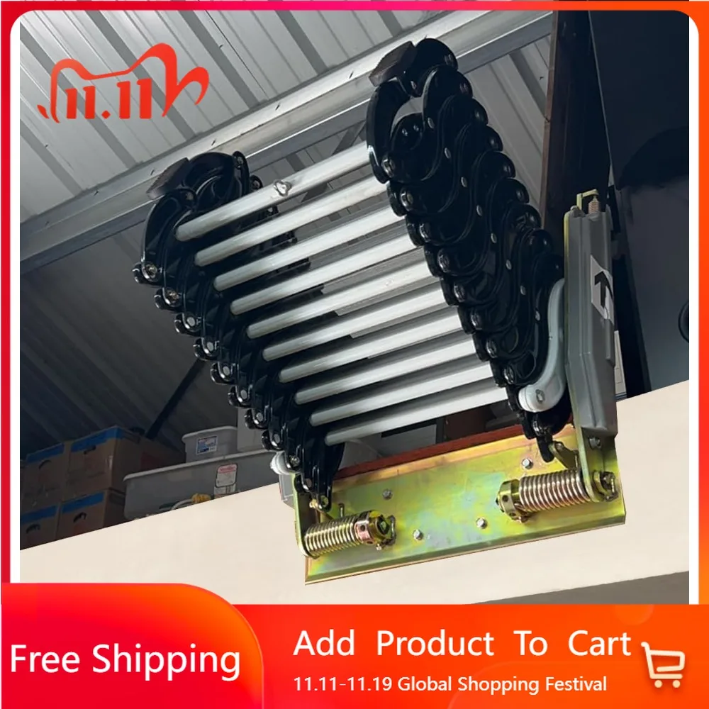 Escalera plegable negra, extensión de escaleras para Loft, escaleras estrechas montadas en la pared para ático, escaleras para ático, extraíble de altura Vertical de 8,2-9,8 pies