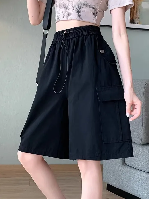 

Женские повседневные универсальные брюки с высокой талией и широкими штанинами, утягивающие, прямые, спортивные, летние, новый стиль