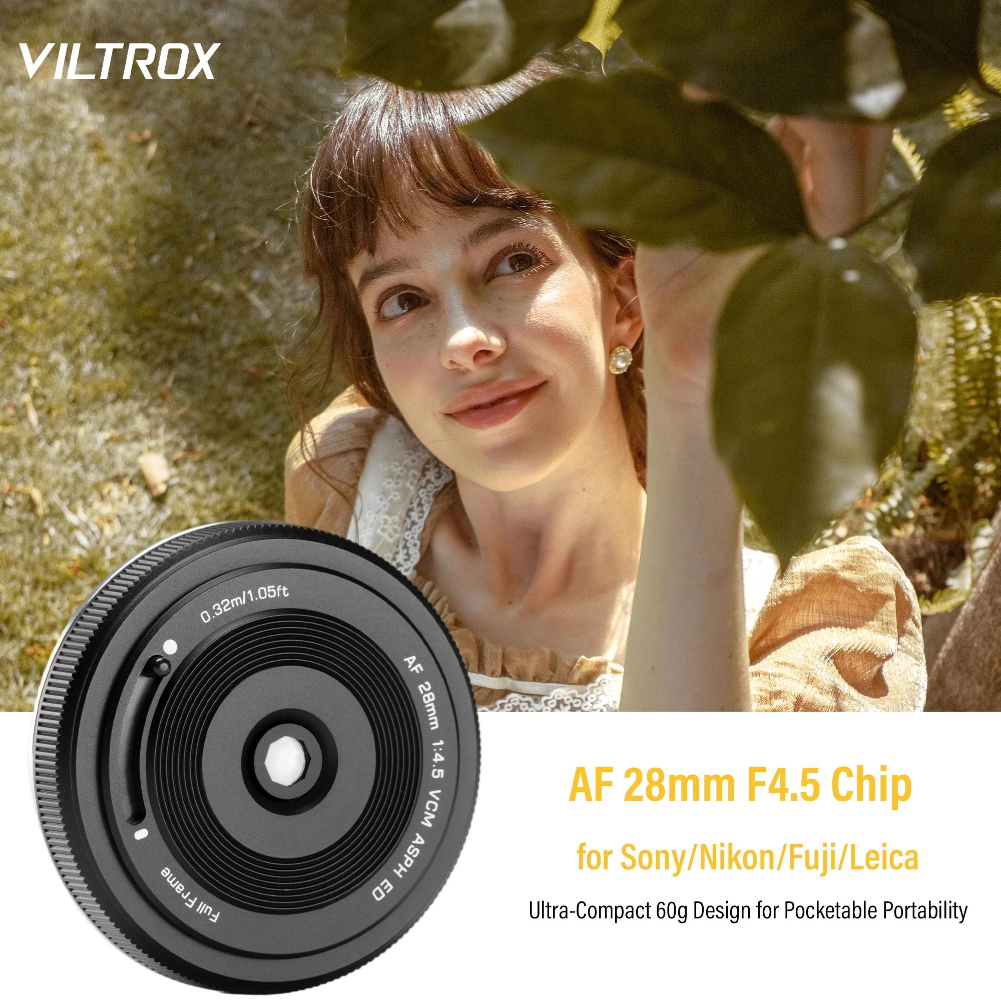 Viltrox AF 28mm F4.5 Chip Full Frame Camera Lens for Sony FE Nikon Z Fujifilm XF Leica Lumix L Mount Pancake Autofocus Lens