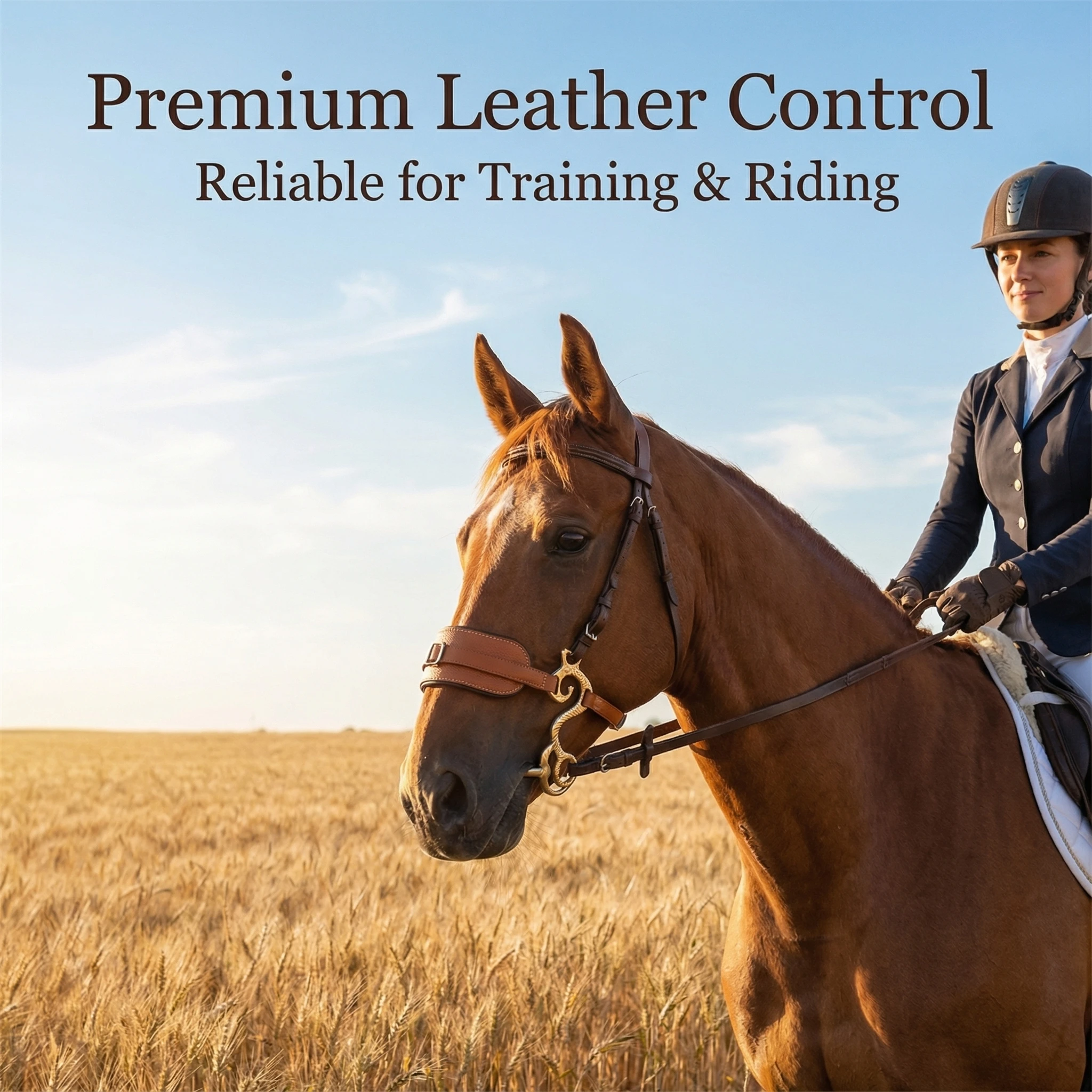 فرقة هاكامور الاحترافية للحصان، مبطنة وقابلة للتعديل مع سلسلة كبح تعزز راحة الركوب مظهرًا من الجلد البني