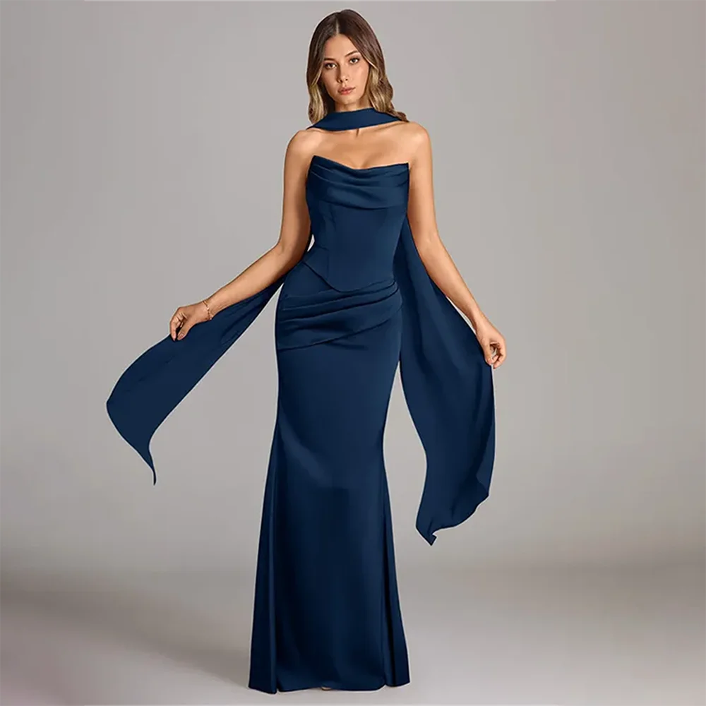 

Evening Dresses Women Elegant Prom Dresses Sleeveless Strapless Mermaid Backless Formal Gowns Party Cocktail Gowns For Gala
