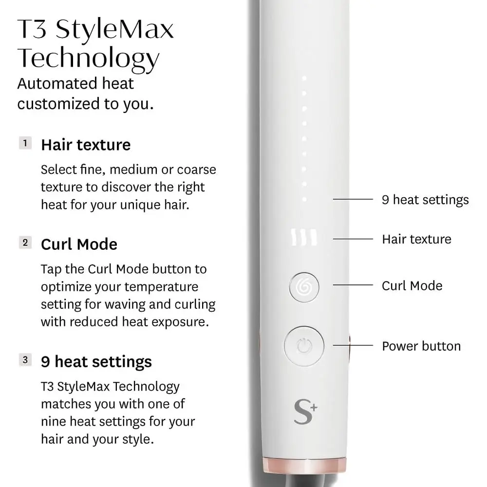Ceramic Flat Iron, 1 Inch, with Customizable Automated Heat Control, 9 Temperature Settings, and Longer Ceramic Plates