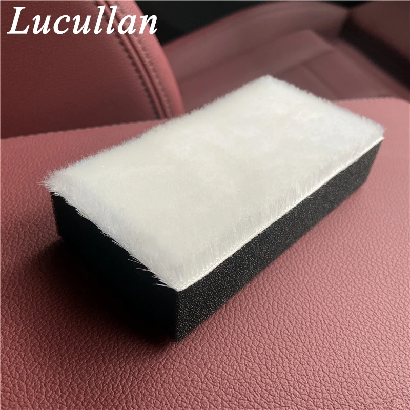 Lucullan Interior Scrubbing Pad White Side Bristle-Like Fibers and Black Handle Rough Scouring Sponge