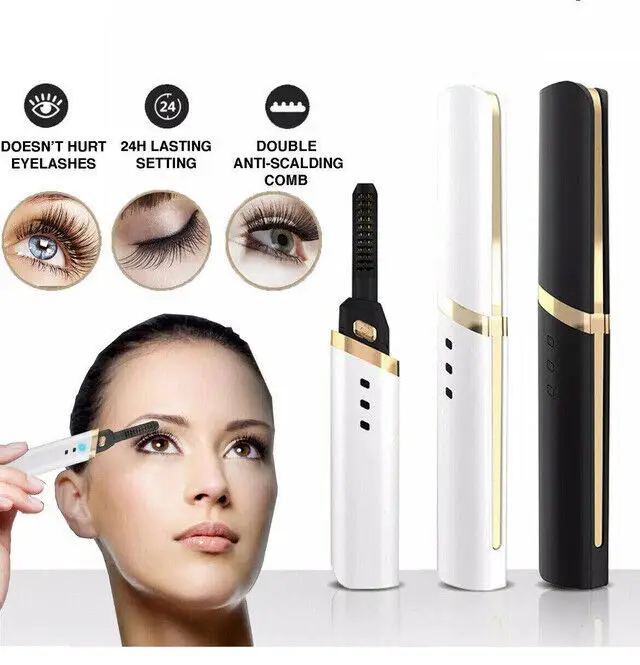 Electric Heated Eyelash Curler Tool Eyelash Curler USB 3 Gear Adjustable Makeup